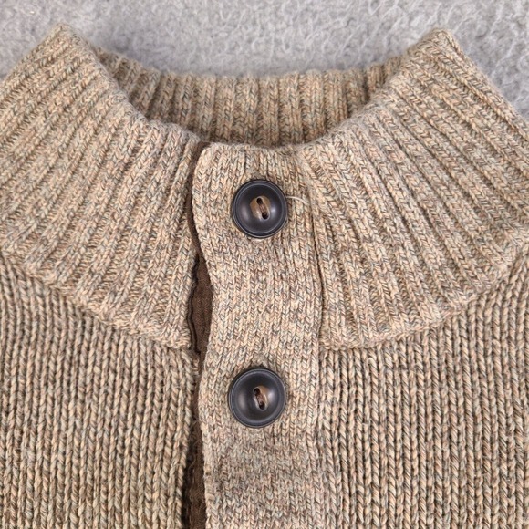 Chaps Sweater Mens Large Brown Mock Neck 1/4 Button Cotton Pullover - Picture 9 of 15
